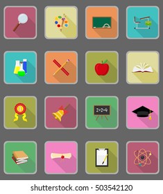 school education flat icons vector illustration isolated on background