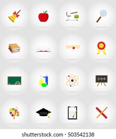 school education flat icons vector illustration isolated on background
