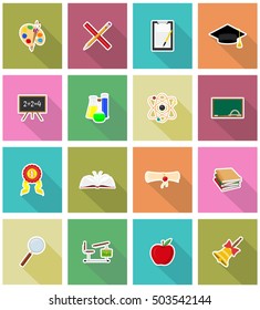 school education flat icons vector illustration isolated on background