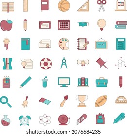 School and education flat vector collection icon set