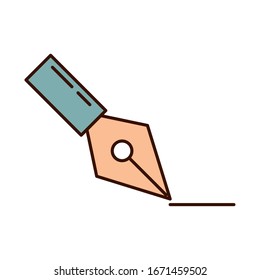 school education fountain pen designer supply vector illustration line and fill style icon