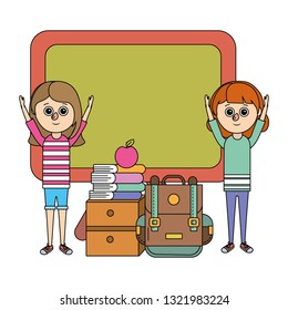 school education girls cartoon