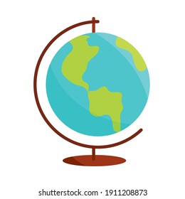 school education globe map supply icon flat vector illustration