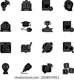 School and Education Glyph Icons Design Set