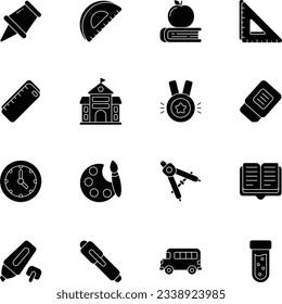 School and Education Glyph Icons Design Set