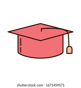 school education graduation hat accessory vector illustration line and fill style icon