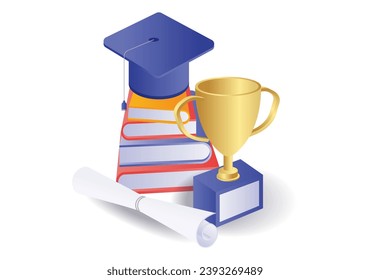 School education graduation trophy illustration concept