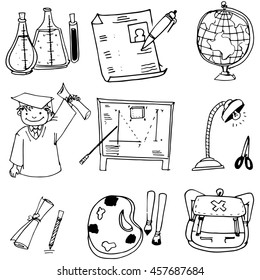 School education with hand draw in doodle vector