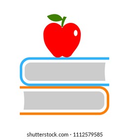school education icon. back to school - books with apple icon