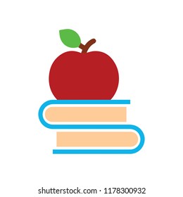 school education icon. back to school - books with apple icon