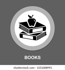 school education icon. back to school - books with apple icon
