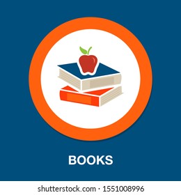 school education icon. back to school - books with apple icon