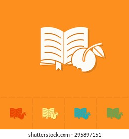School and Education Icon - Book and Apple Vector Illustration. Flat design style