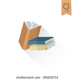 School and Education Icon - Books. Vector Illustration. Flat design style