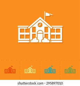 School and Education Icon - School Building. Vector Illustration. Flat design style