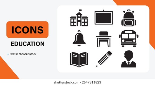 Paquete de iconos de escuela y Educación 