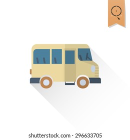 School and Education Icon - Bus. Vector Illustration. Flat design style