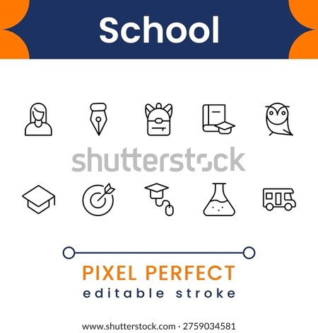 School education icon collection with classroom, books, study tools and academic symbols modern minimal vector design