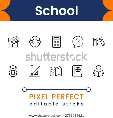 School education icon collection with classroom, books, study tools and academic symbols modern minimal vector design