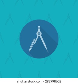 School and Education Icon - Compass. Vector Illustration. Flat design style