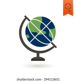 School and Education Icon - Globe. Vector Illustration. Flat design style