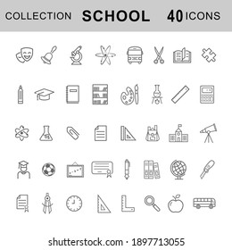 School, education icon line set. Collection modern infographic logo and pictogram. Isolated vector drawing.