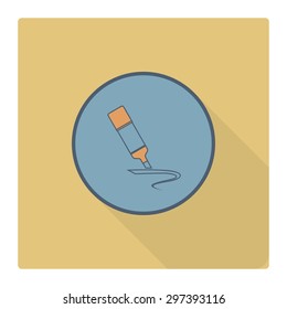 School and Education Icon - Marker Pen. Vector Illustration. Flat design style