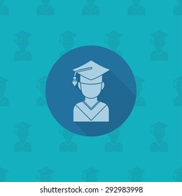 School and Education Icon - Master Cap. Vector Illustration. Flat design style