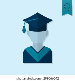 School and Education Icon - Master Cap. Vector Illustration. Flat design style