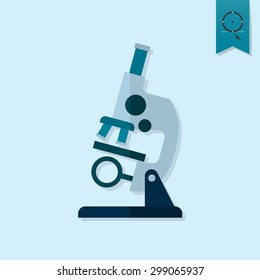 School and Education Icon - Microscope. Vector Illustration. Flat design style