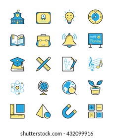 School and Education icon, Monochrome color set 1 - Vector Illustration