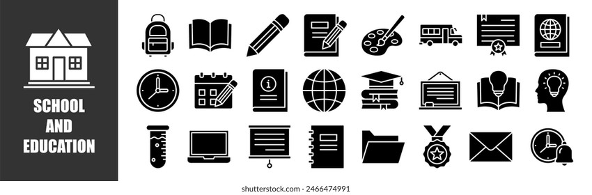 School And Education icon set for design elements