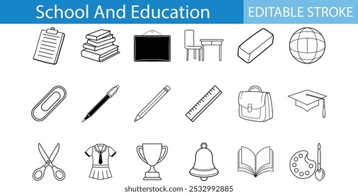 Schulbildung Symbol Editierbarer Strich