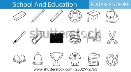 School Education Icon Set Editable Stroke