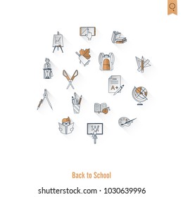 School and Education Icon Set. Flat design style. Vector