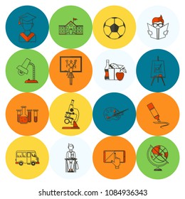 School and Education Icon Set. Flat design style. Vector