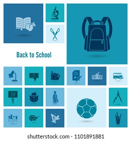 School and Education Icon Set. Flat design style. Vector