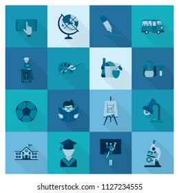 School and Education Icon Set. Flat design style. Vector