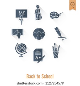 School and Education Icon Set. Flat design style. Vector