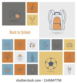 School and Education Icon Set. Flat design style. Vector
