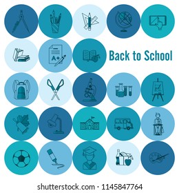 School and Education Icon Set. Flat design style. Vector