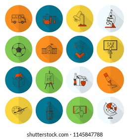 School and Education Icon Set. Flat design style. Vector