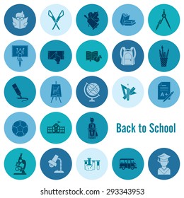 School and Education Icon Set. Flat design style. Vector