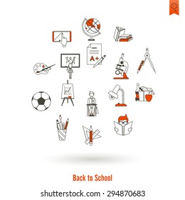 School and Education Icon Set. Flat design style. Vector