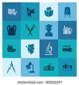 School and Education Icon Set. Flat design style. Vector