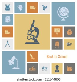 School and Education Icon Set. Flat design style. Vector