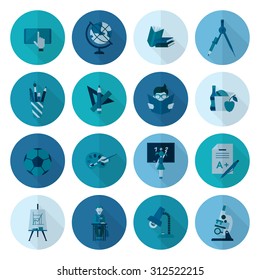 School and Education Icon Set. Flat design style. Vector
