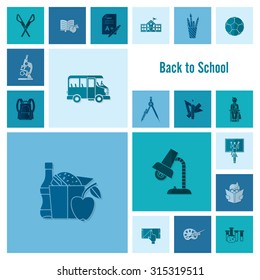 School and Education Icon Set. Flat design style. Vector