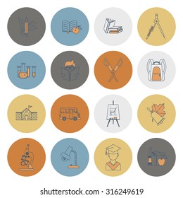 School and Education Icon Set. Flat design style. Vector