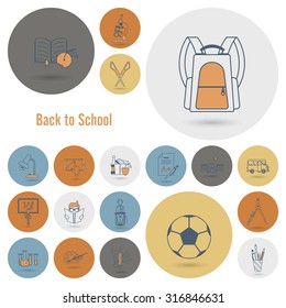 School and Education Icon Set. Flat design style. Vector